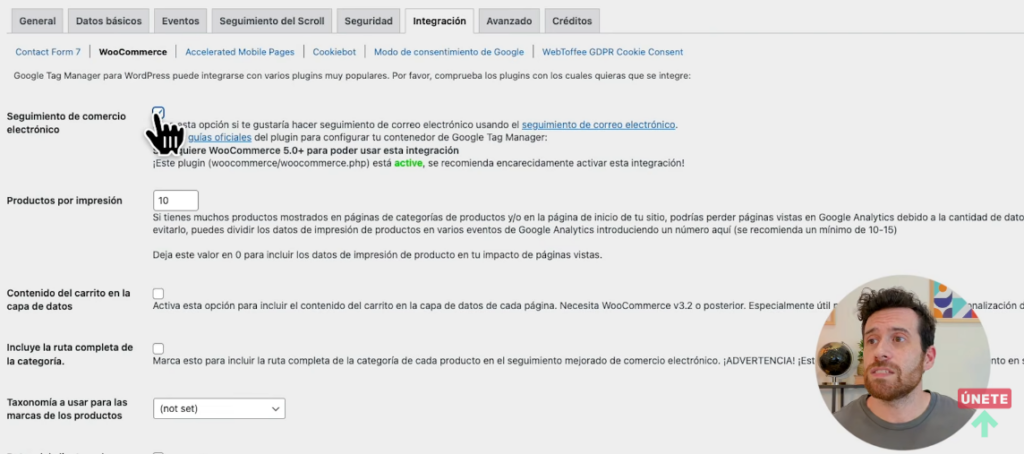 Activar seguimiento de comercio electrónico en Google Tag Manager