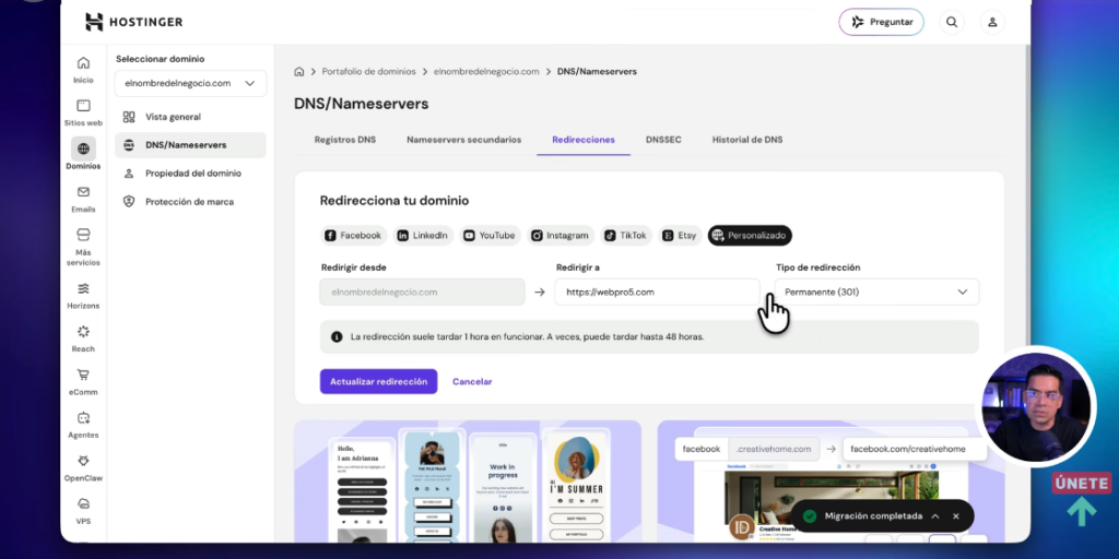 Redireccionar del viejo dominio al nuevo