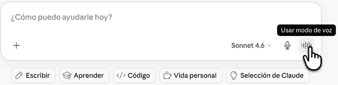 Función modo de voz en Claude