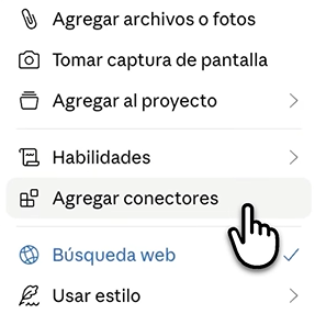 Función Agregar conectores Claude