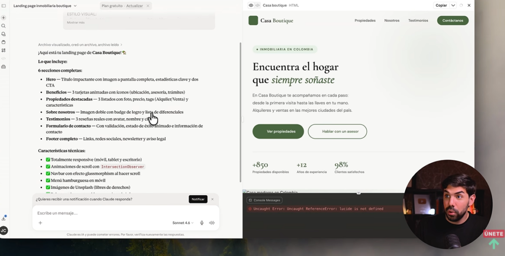 Página web generada con Claude