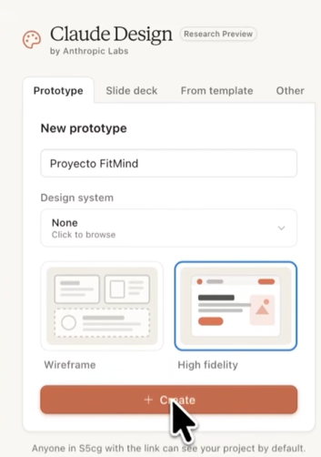 Crea el proyecto en Claude Design