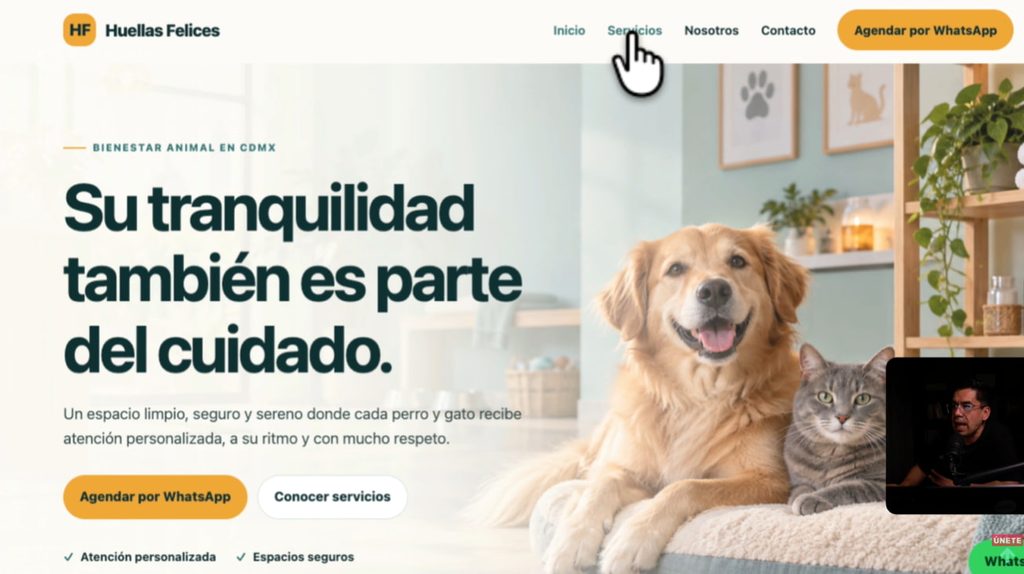 Resultado al crear una página web con ChatGPT Plus y Sites